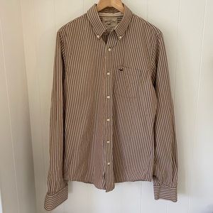Hollister Button Down Striped Cotton Shirt - Brown - XL